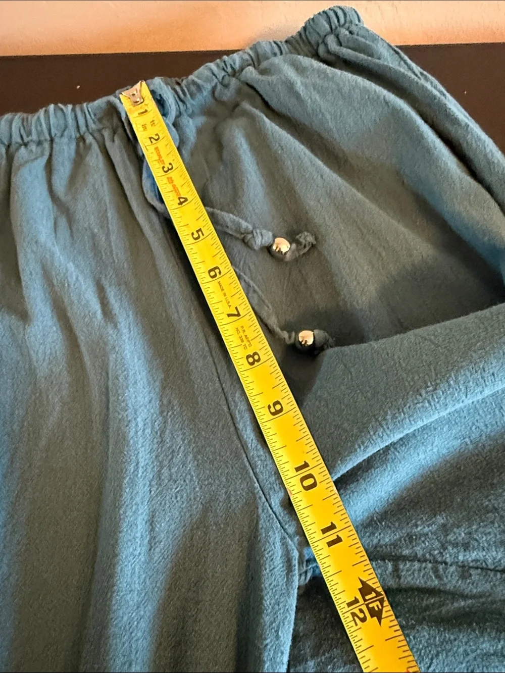 FANCYINN Teal 2 Piece Crop Top Wide Leg Side Slit Pants Set Medium